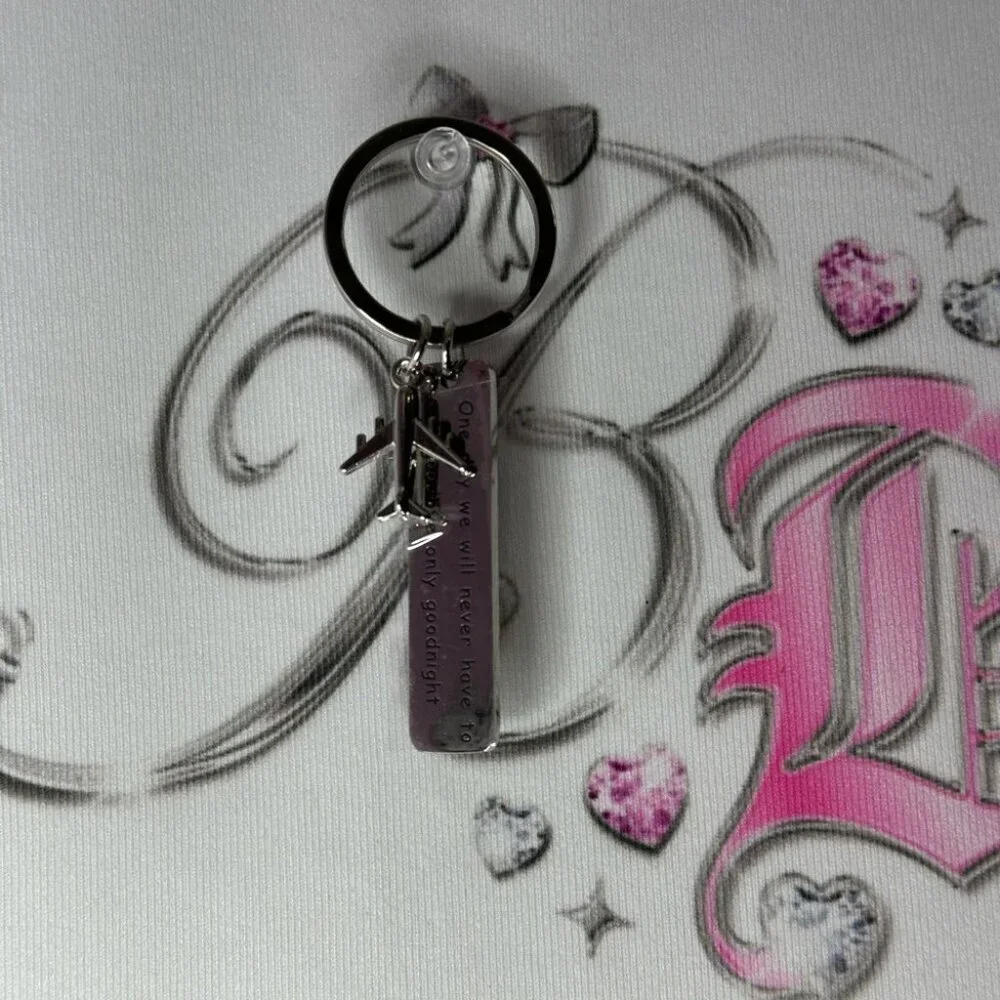 Long distance relationship Silver Keychain with Inspirational Quote lovers a far